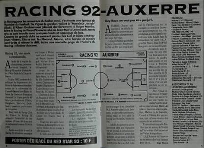 Programme, Racing - Auxerre