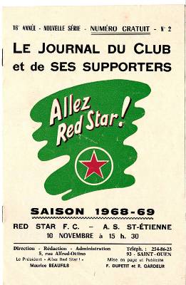 Ce 10 novembre 1968, le Red Star tenait en chec le Champion de France, Saint-Etienne (0-0)