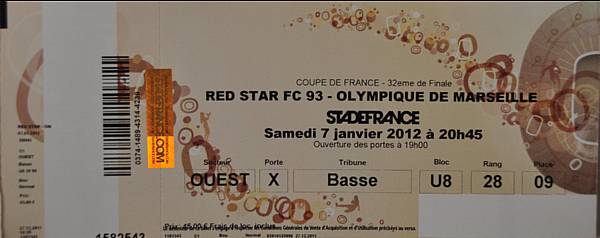 En vente, les billets pour Red Star  OM au Stade de France ou par Internet, voir les actus de la semaine dernire sur le site