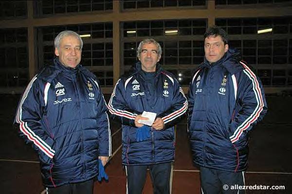 Pierre Mankowski, Raymond Domenech et Bruno Martini,  Marville lors de Mali  Lituanie, en 2006  GT Valck