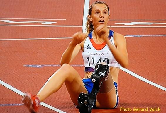 Marie-Amlie Le Fur, championne Paralympique du 100 m dans sa catgorie. Cette jeune femme a t ampute sous le genou gauche, suite  un accident de scooter
