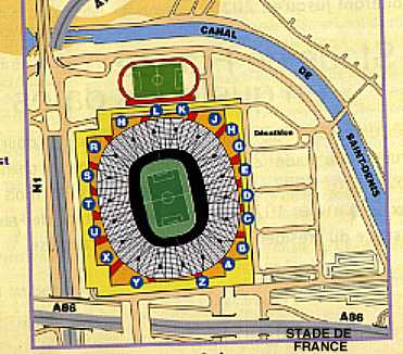 Plan d'acc&egrave;s, Stade de France
